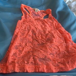 Bozzolo‎ orange lace tank top, Small